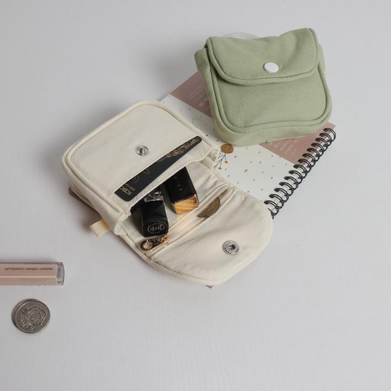 Small Bag Canvas Hidden Buckle Clutch Bag Small Pocket Change Bag Mouth Red Envelope Makeup Cosmetic Bag Trendy Canvas Bag