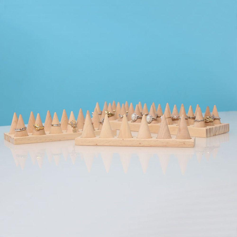 Decorative Wood Cone Ring Display Stand Retro Ring Storage Rack Crafts Bangle Storage Tray  Key