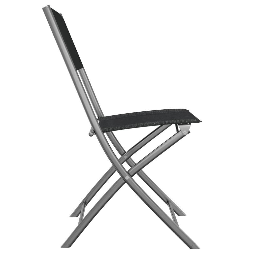 Vidaxl Folding Garden Chairs, 2 Pcs, Black, Steel And Textilene