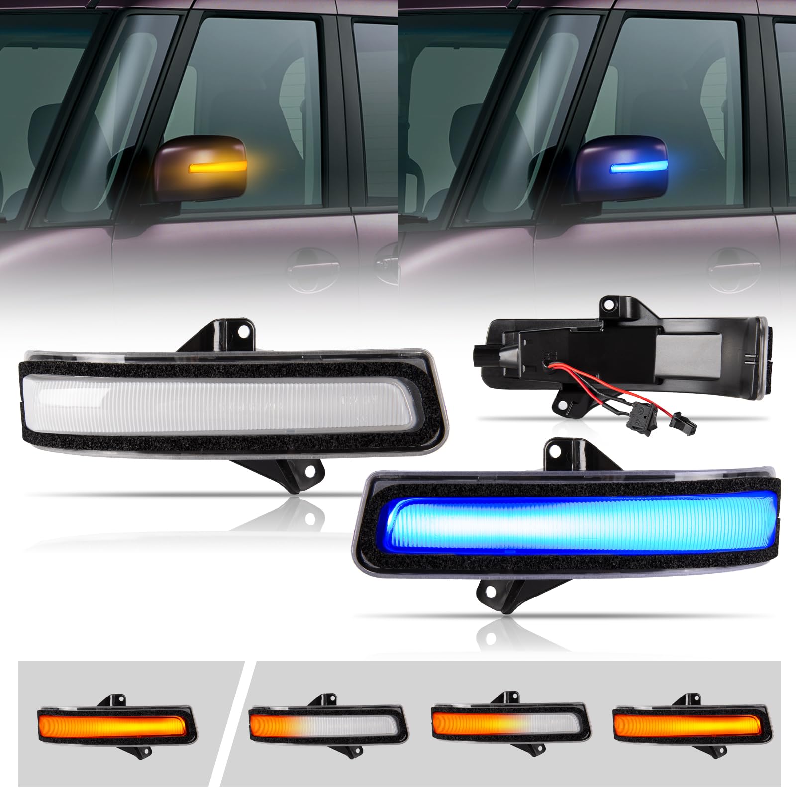 

POPMOTORZ LED Door Mirror Sequential Turn Signal Lamps for Suzuki Jimny High Genuine with Flowing Flashing Left and Right Set JB64W/JB74W, Brightness,