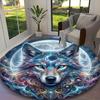 1pc Wolf Printed Chair Rug for Home Office Use, Living Room Kitchen Game Room Round Carpet