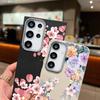 Color Floral Print Matte Leather Texture Phone Case For Samsung S25 S24 FE S23 Ultra S22 S21 A16 A56 A36 A15 A55 A35 Soft Slim TPU Shockproof  Cover