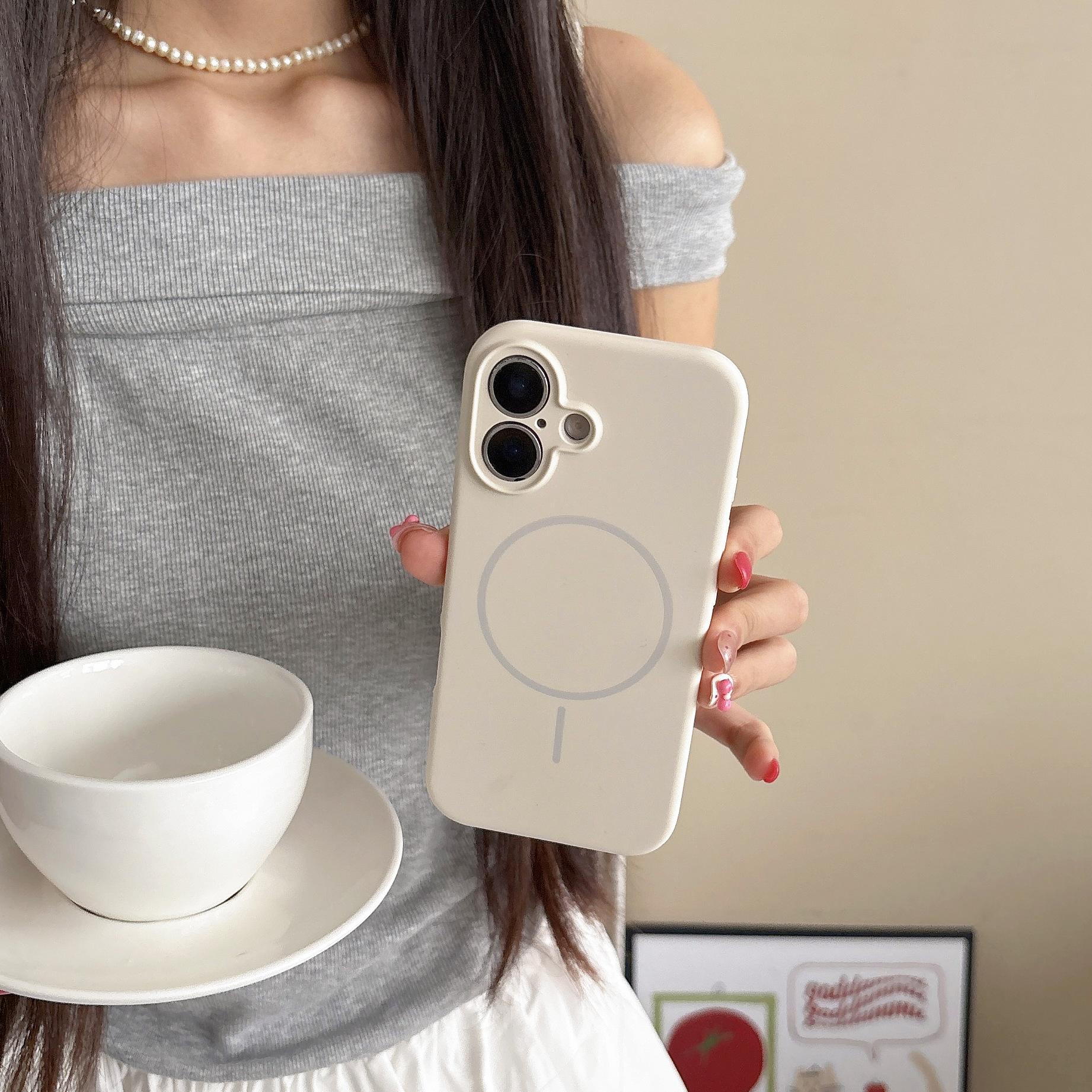 

Simple Solid Color Liquid Silicone Soft Case Compatible with iPhone 16 Pro Max Apple 15 Phone Case 14/13 Magnetic 16Pro max(without Packagi