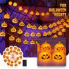 Halloween Pumpkin String Lights with 6 Double-Sided Large Pumpkins, 20 LED Battery Powered Decor