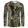 Langarm-T-Shirt mit Ast-Camouflage-Print, Ideal für Outdoor & Freizeit