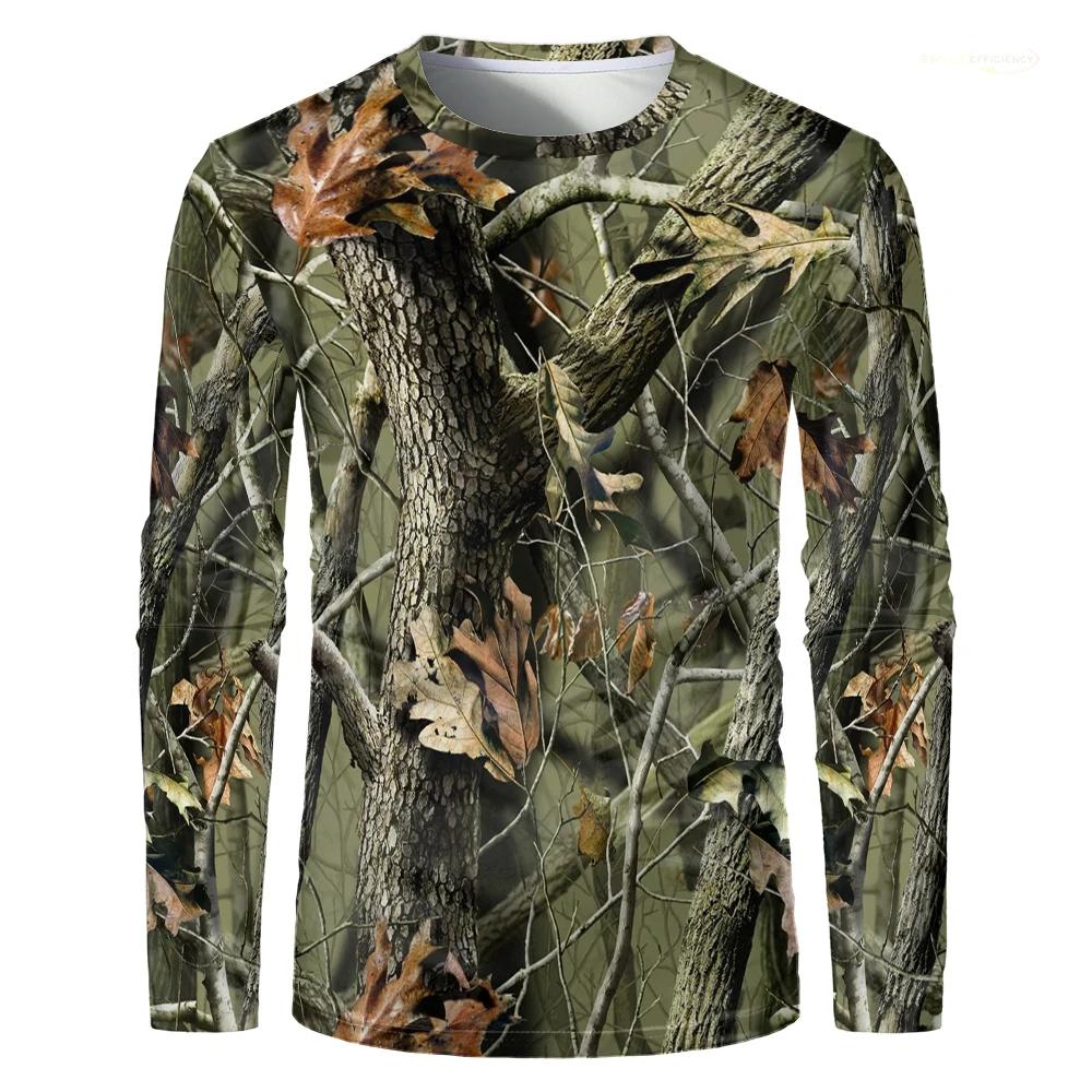Langarm-T-Shirt mit Ast-Camouflage-Print, Ideal für Outdoor & Freizeit