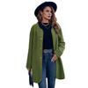 Women's Round Neck Coat Casual Fleece Coat Vintage Solid Color Long Sleeve Single Breasted for Office Party