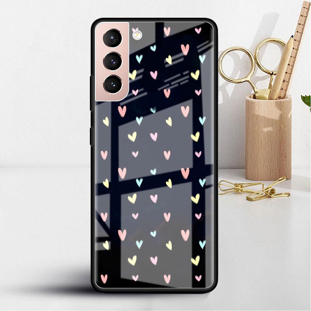 LIEBE Herz Glas Hülle Für Samsung Galaxy S22 S20 FE S21 Plus Handyhülle S10 5G S9 Note 20 Ultra 10 Lite Hülle
