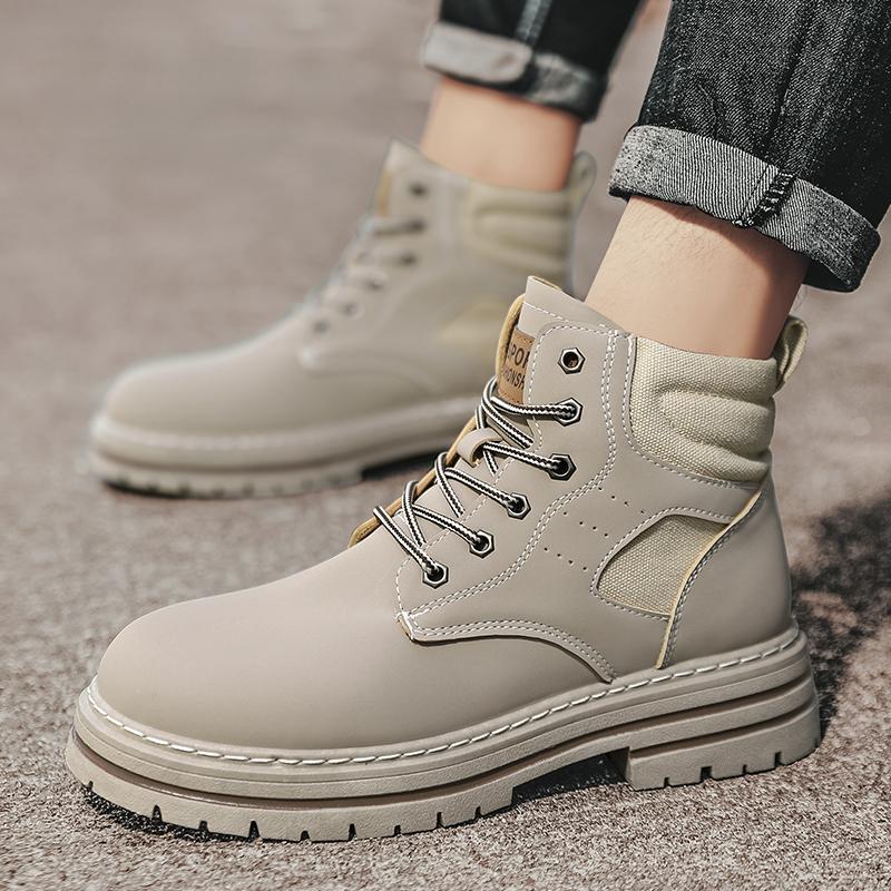Men's Boots New Four Season Soft Sole Outdoor Thick Sole Versatile High Top Boots Anti Slip Wear-resistant Casual Shoes Zapatos