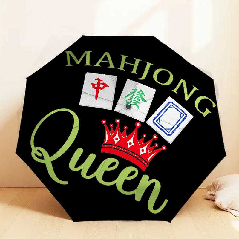 1 шт. Зонт-трость с автоматическим открытием и закрытием, дизайн «Королева маджонга», высококачественный дорожный зонт, c1128040