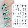 Nail Sticker Vivid Bright Ultra Thin Black White Leaves Flower Nail Tropical Geometry