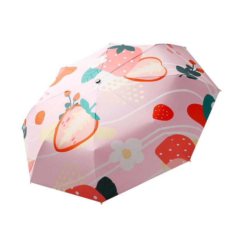 Tri-fold Automatic Folding Umbrella Vinyl Sunscreen UV Protection Sun Umbrella Korean Female Personality Creative Small Fresh