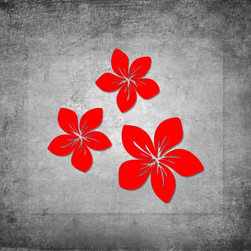 3pcs Pretty Flower Graphics Car Stickers for Rear Window Cover Scratches on Auto Bumper Body Moto Racing Helmet Blossom Decals