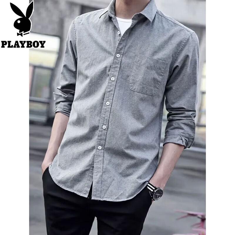 PLAYBOY Men s Oxford Long Sleeve Shirt XL