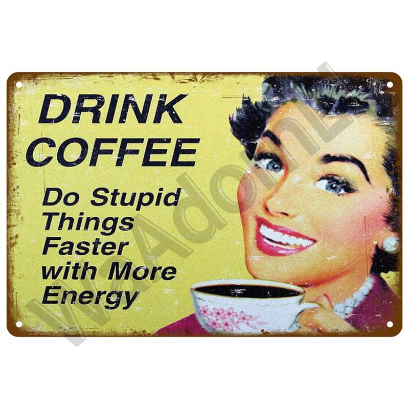 Vintage Blechschild Plakette Metallplatte Wandkunst Poster Metallschild Retro Dekor Kaffee für Küche Bar Café Zimmer Retro Eisenmalerei