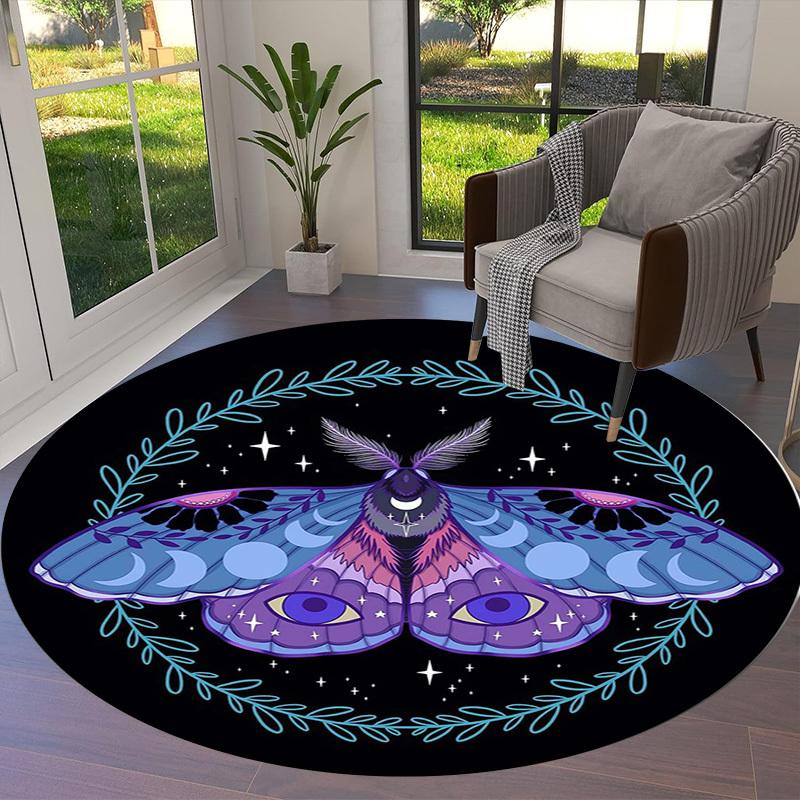 1pc Office Carpet Chair Mats Moonlit Moth Mandala Perfect for Decorating Office Chairs, Living Rooms, Or Bedrooms.YDT105