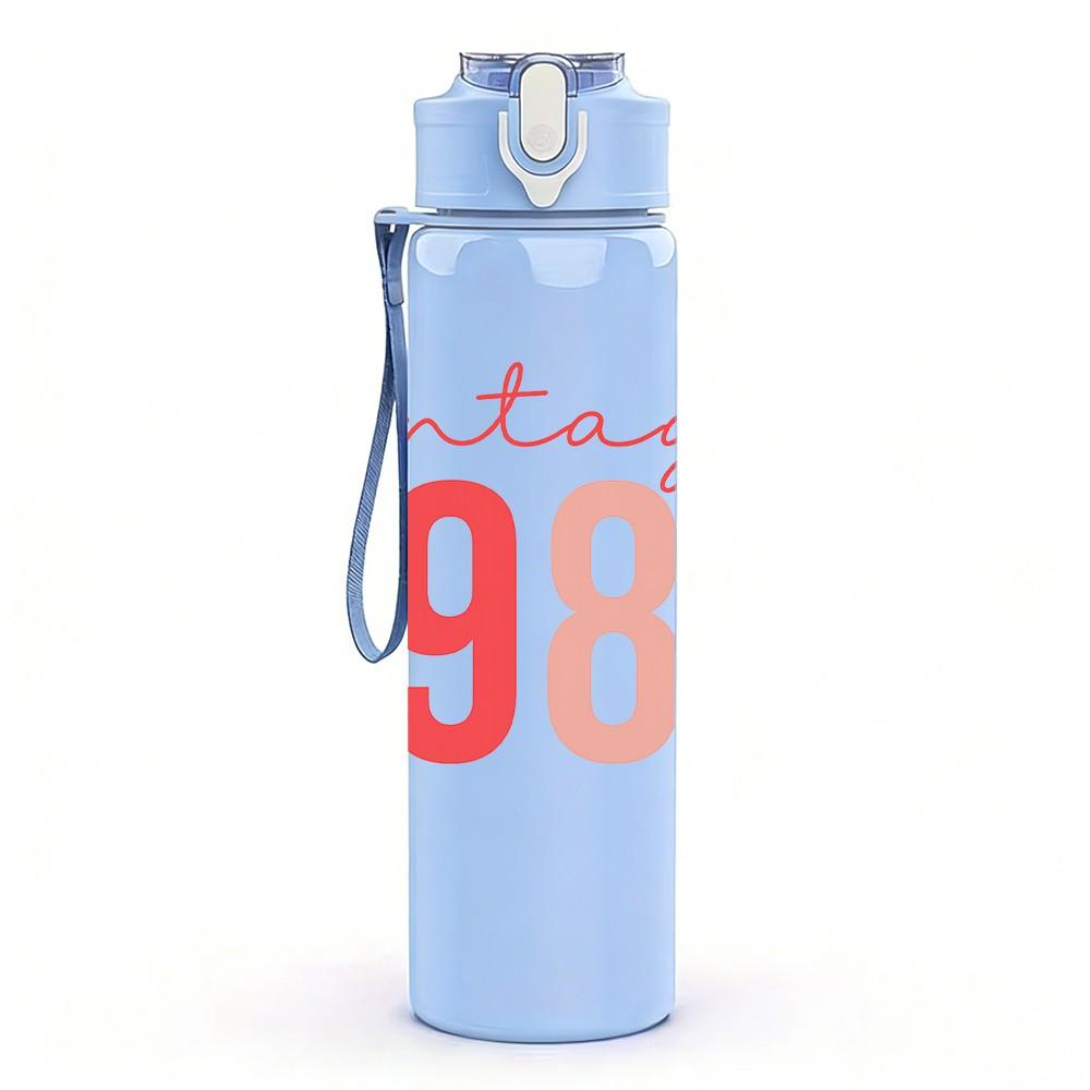 1PC Vintage 1986 Color Number 750ml Color Plastic Sports Water Bottle Leakproof Flip Straw Lid Suitable for Sports Office Home Use
