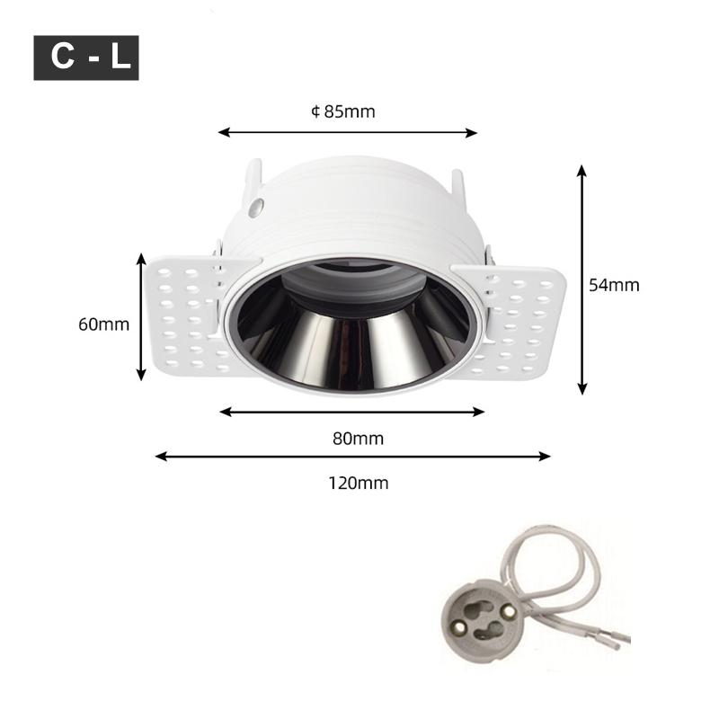 Anti-glare Frameless Recessed LED Ceiling Downlight Bracket Spotlight Adjustable Frame GU10/MR16/11 Lamp Holder Fitting Fixture