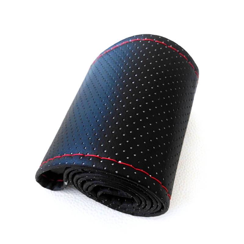 Leather Hand-Stitched Non-Slip Car Steering Wheel Cover - All-Season Microfiber Grip