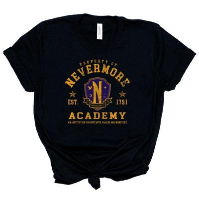 Nevermore Academy T-shirt Wednesday Addams Skjorta Nevermore Grundat 1791 Addams Family Inspirerade T-shirts Coola TV-show T-shirts Hipster Toppar