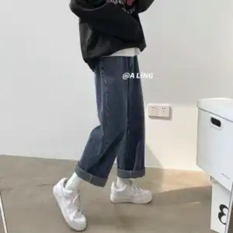 Spring Autumn Tie Dye Wide Leg Jeans Young Style Loose Denim Pants Men's Clothing High Street Straight Fashionable Trousers New