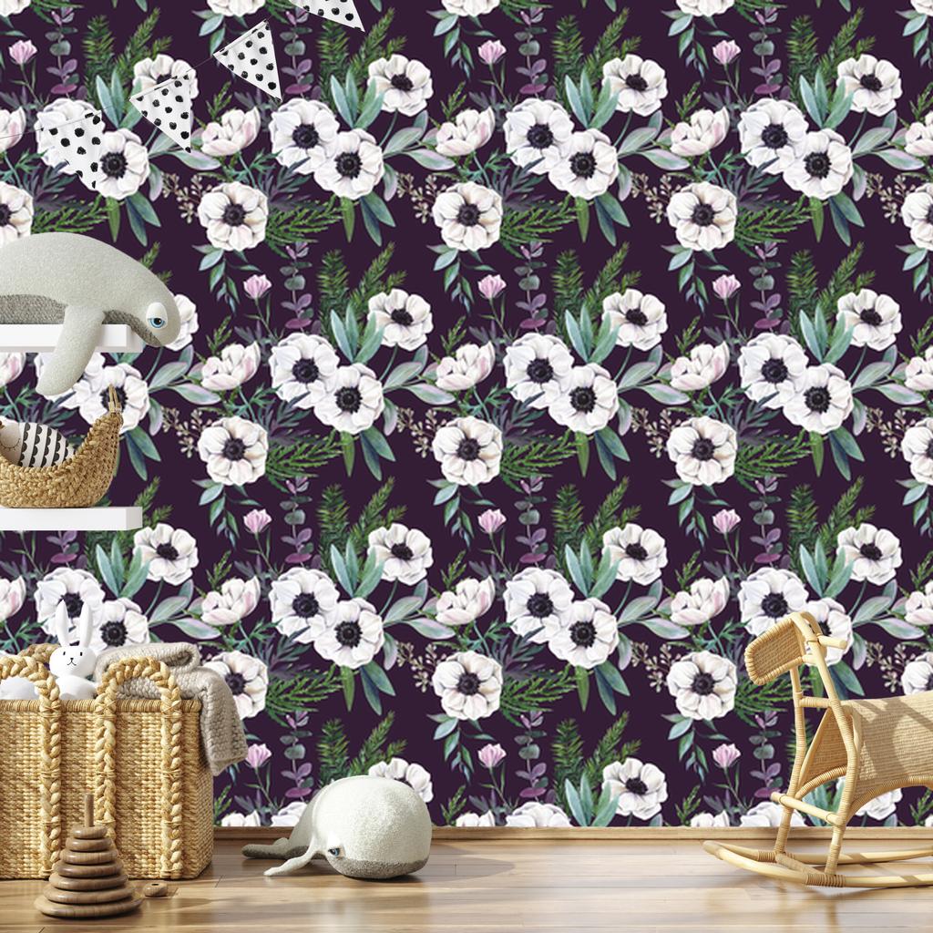 Beautiful Blooming Anemones Wallpaper for Living Room and Bedroom 50x1000