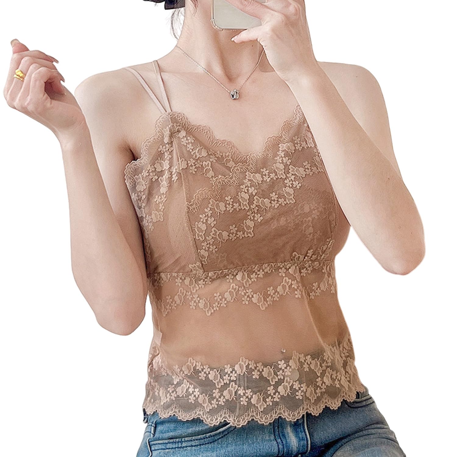 

Кружевной топ-бра SophroniaTerri с милым женским топом, который можно снять, беспроводной, чашки, мягкий, быстросохнущий, прозрачный, сексуальный, эластичный, одежда для дома, прохладный, кофейный