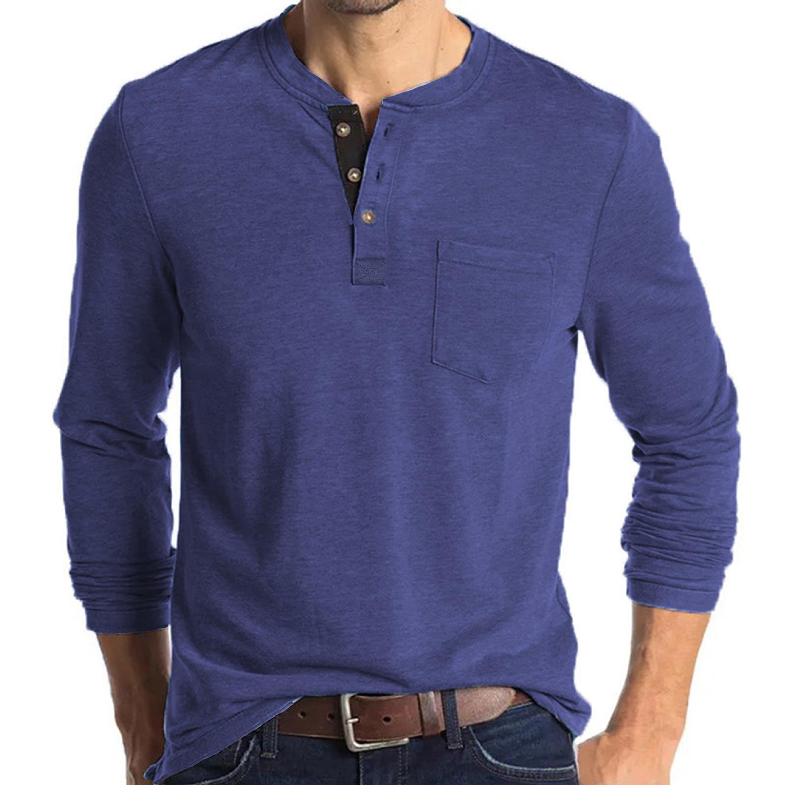 

Men s Solid Color Long Sleeve T-Shirt Shirt Men s Casual Sports Top M Темно-синій