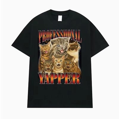 Funny Cat Meme Professional Yapper Graphic TShirt Men's Women Hot Sale Fashion Casual T-shirts Cotton Short Sleeve T Shirts Tops