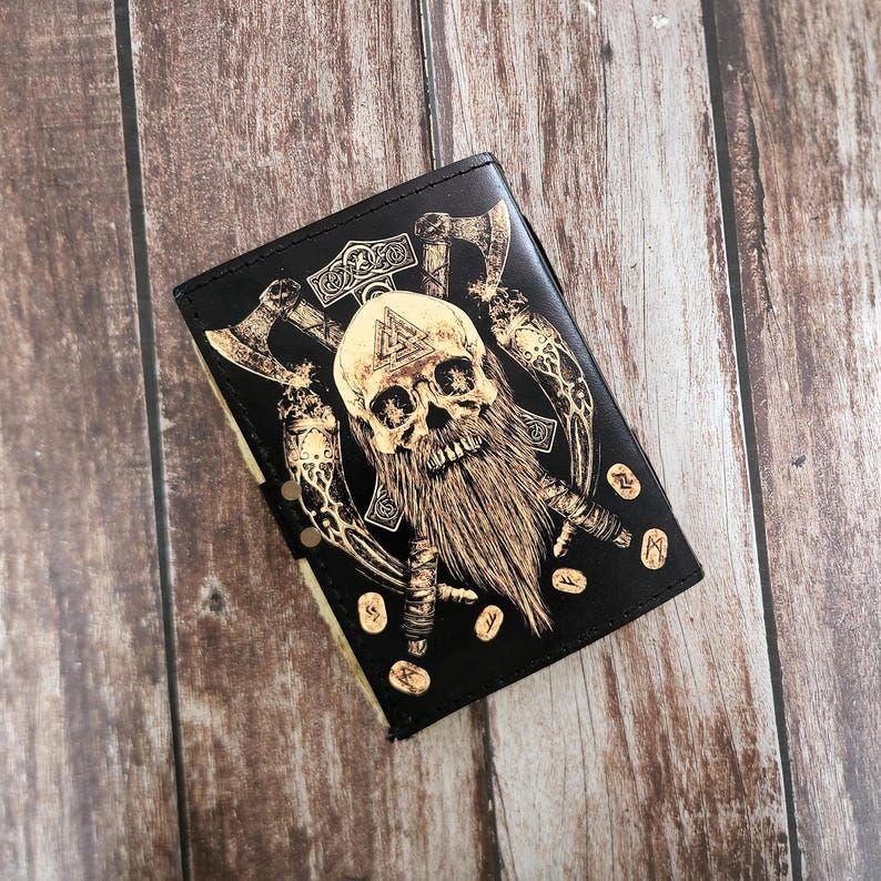 Skull Printed Leather Journal, Leather Dairy, Notebook, Deckle Page Leather Sketchbook, Dream Journal, Personalized Gift, Halloween Gift.