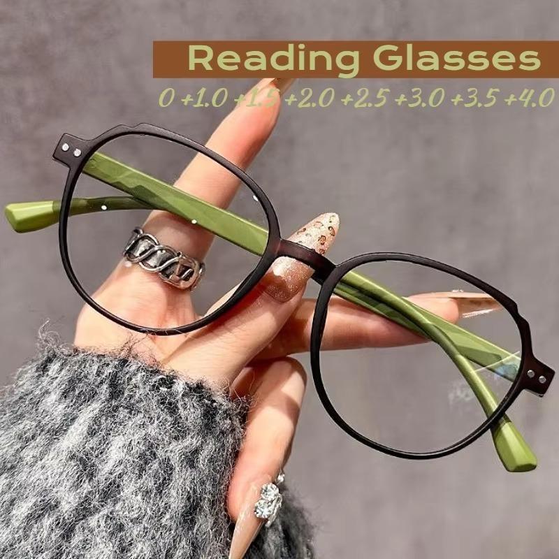 Oversized Round Anti Blue Light Reading Glasses Fashionable Versatile Presbyopia Eyewear Women Men Simple Blue Light Blocking Computer Glasses