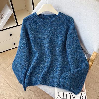 Women Soft Knit Sweater Round Neck Pullover Autumn Winter Cloud Yarn Cozy Oversized Fashion Tops
