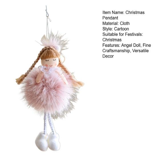 Christmas Angel Doll Pendant with Long Pigtail Design Health Happiness Blessings Decorative Hanging Ornament