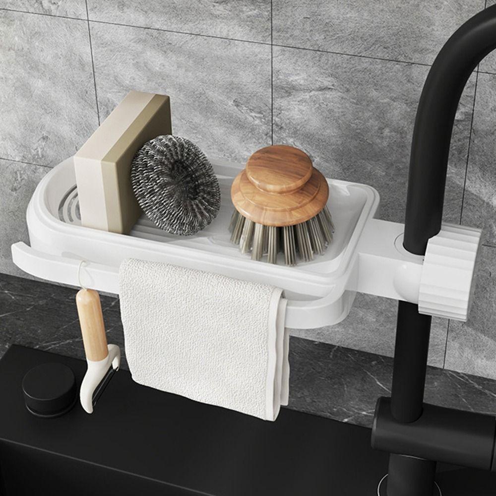 

Plastic Faucet Drainage Rack Hangings Scrubbers Organizer Practical Sink Sponge Holder Soap бежевый