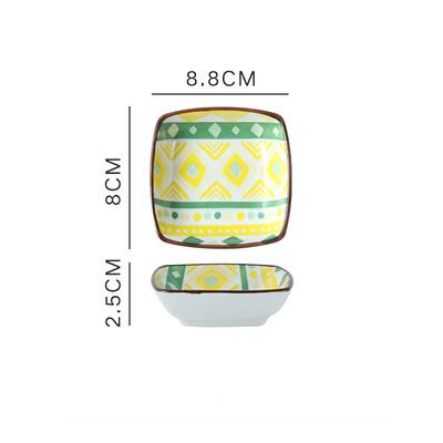 Mini Ceramic Seasoning Plates Underglaze Colored Vinegar Bowls Soy Sauce Plates Hot Pot Sauces Dishes Home Ceramic Dinner Plates