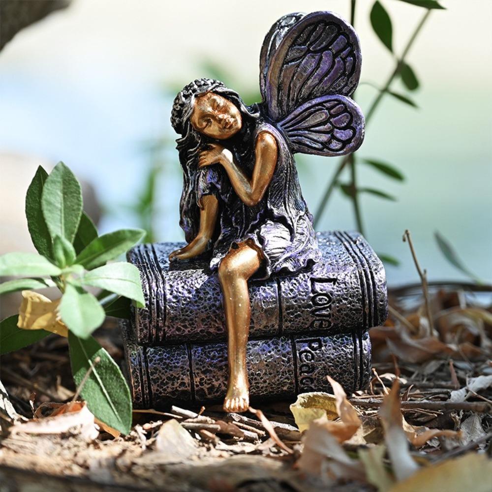 Handmade Fairy Figurines Funny Fairy Desktop Ornament Creative Angel Girl Statue Outdoor
