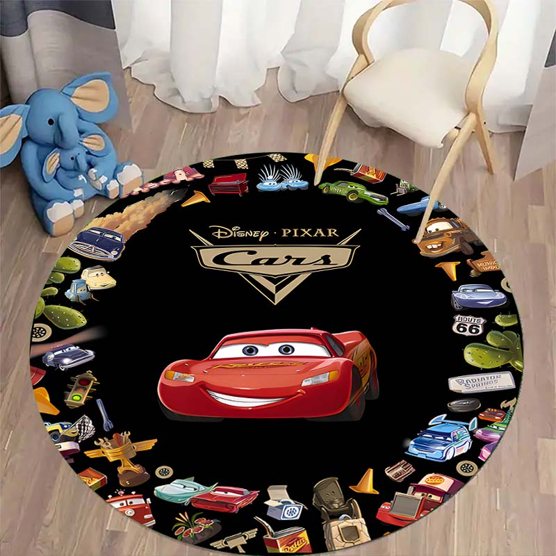 Tappeto Rotondo Tappeto Circolare Antiscivolo con Pattern di Saetta McQueen per Camera da Letto dei Bambini Stanza dei Giochi