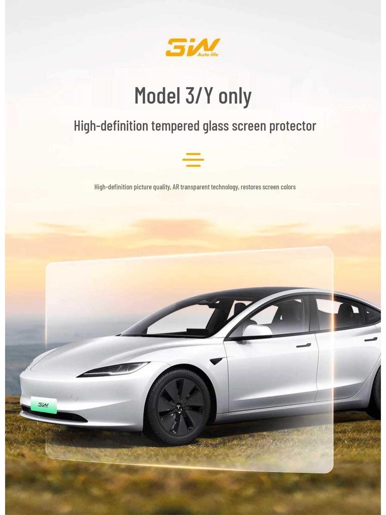 Tesla Model Y & 3 Displayschutz - Gehärtetes Glas, HD-Displayfolie, Schutz für die Mittelkonsole.