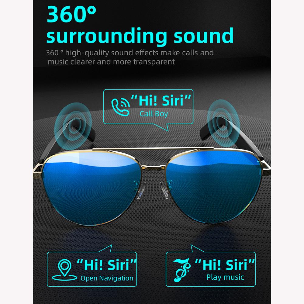 Smart Bluetooth 5.4 Stereo Headset Glasses Wireless Sports Earbuds Anti-blue Light Smart Sunglasses