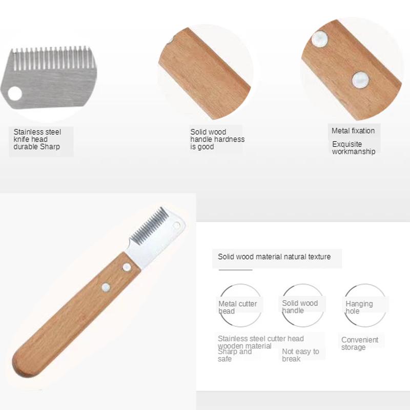 2 PZ Coltello Rimuovi Peli Animali Pettine per Cani Strumento di Bellezza Manico in Legno Coltello Sbucciatore Dispositivo Rimuovi Peli Animali Strumento di Pulizia Articoli per Animali