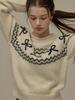 BEMUSE MANSION Ribbon Nordic Knit - Beige