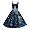 Women's Fashion Christmas Printed Sexy Strapless Gothic Cocktail Dress Punk, Vintage Dress.