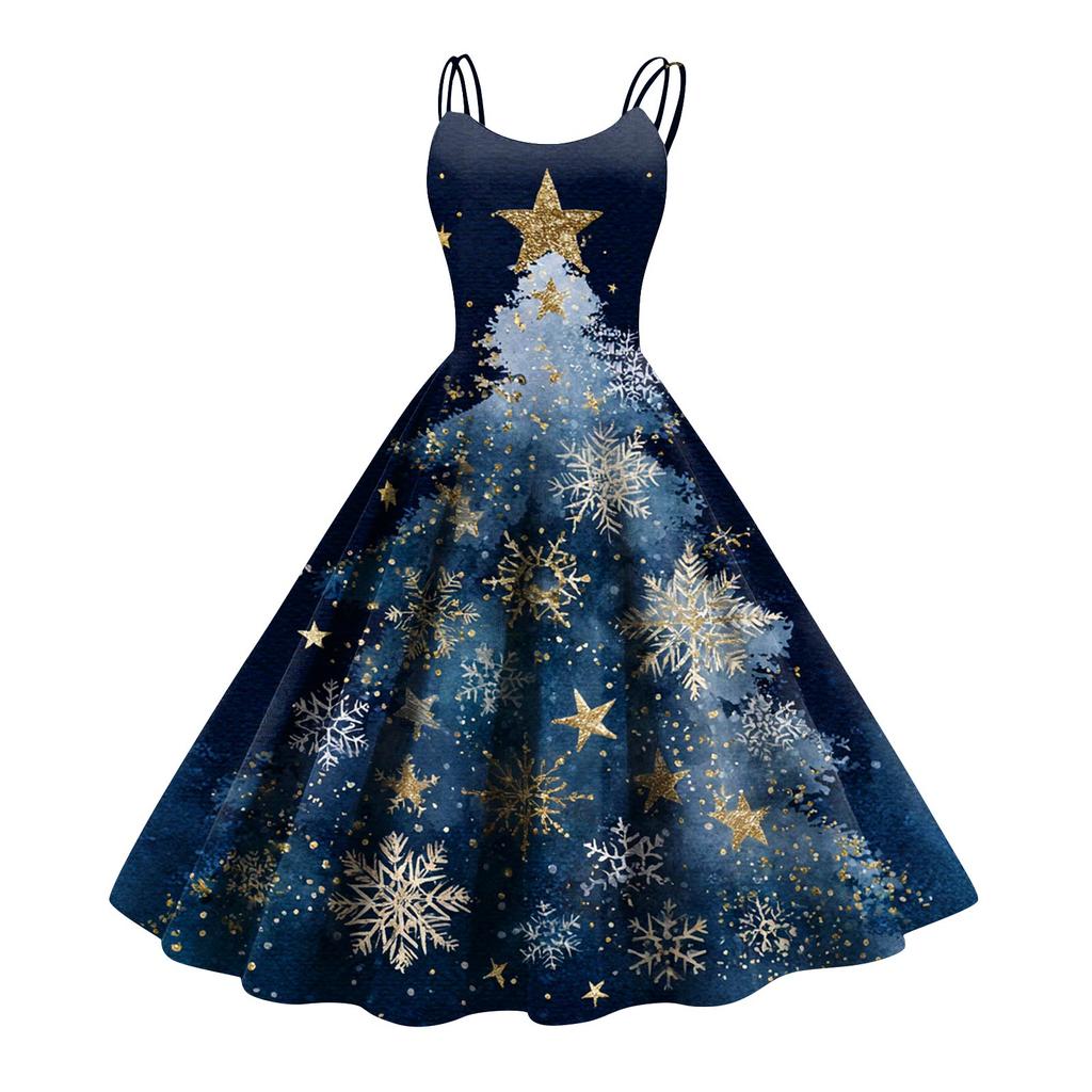 Women's Fashion Christmas Printed Sexy Strapless Gothic Cocktail Dress Punk, Vintage Dress.