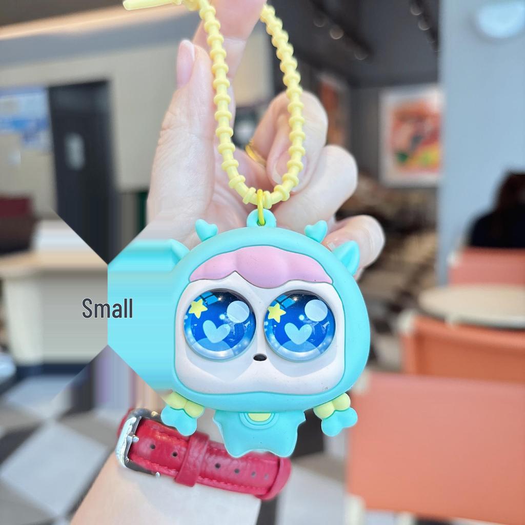 Cute Big-Eyed Braided Girl Squishy Keychain - Cartoon Doll Schoolbag Pendant Gift