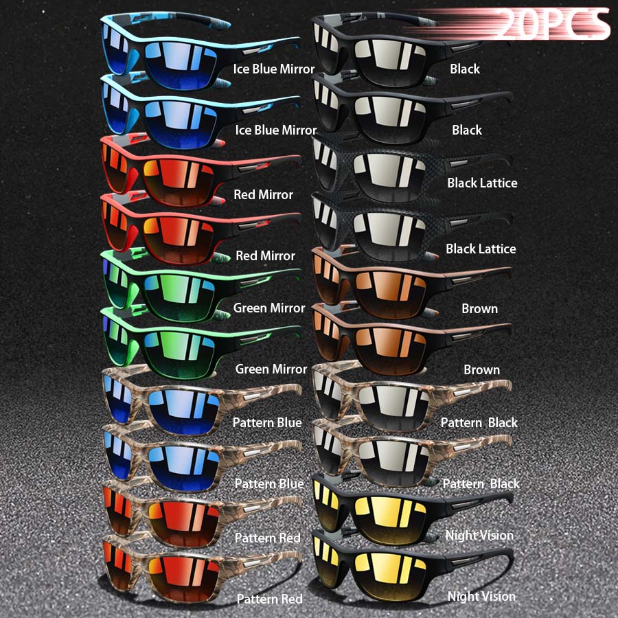 

20 PCS Fashion Vintage Pattern Driving Fishing Sports Sunglasses Men Women Running Moun taineering Man Sun Glasses UV400 Eyewear