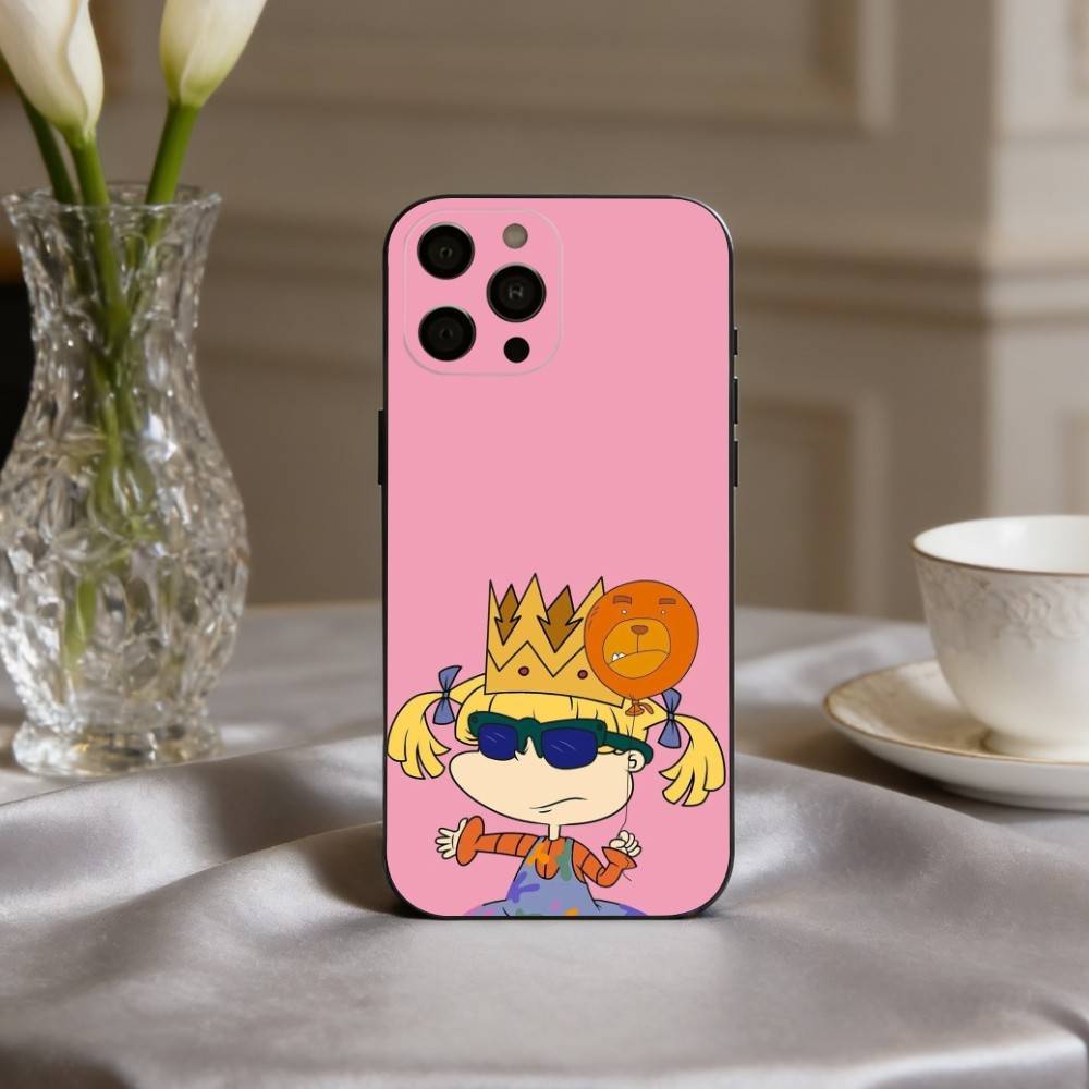 R-Rugrat-T C-Chuckie A-Angelica Phone Case For iPhone 17pro,16,15,14,13,12,11 Plus,Pro Max,XS,Soft Silicone Black Cover