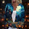 Dámský podzimní svetr s dlouhým rukávem, halloweenským potiskem a zapínáním na knoflíky pro sváteční nošení