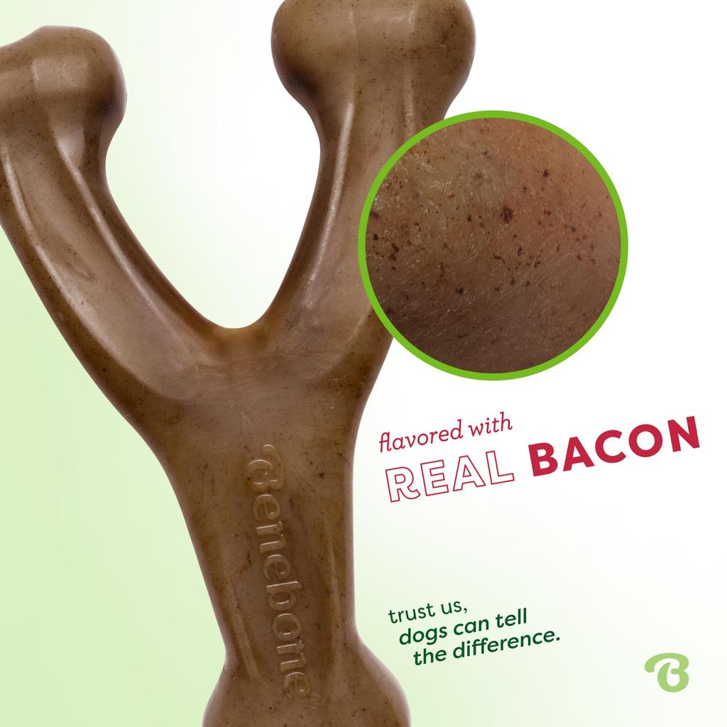 Benebone Bacon Flavor Bone-Shaped Dog Chew Toy, Medium Size