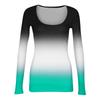 Women's And Winter Slim Fit Base T-shirt Fashionable Casual Gradient Regular Print U-neck Pullover Long Sleeved Top