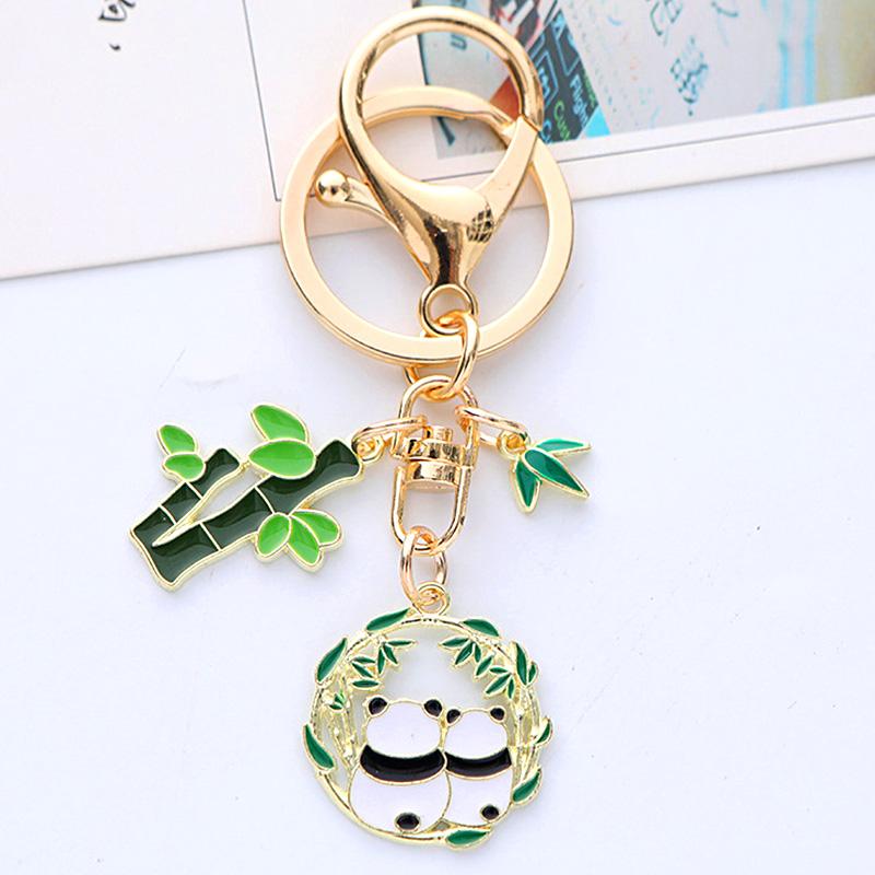 1PC Car Alloy Fashion New Cartoon Cute Panda Keychain Accessories Pendant DIY Bag
